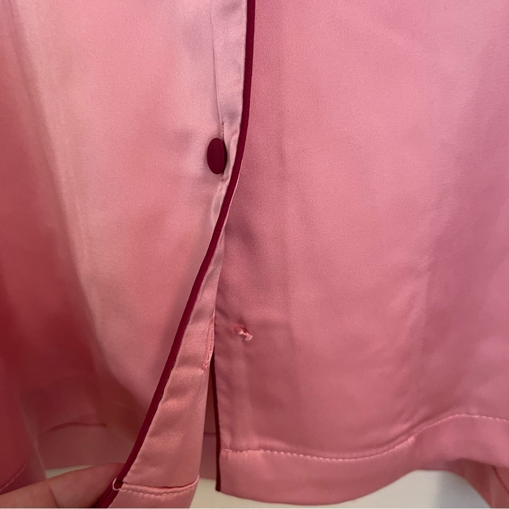 Out From Under x Wild Lovers Pink Pajama Shirt Button Down Heart Satin Large - Picture 11 of 14